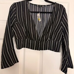 Iris Black and White Striped Top